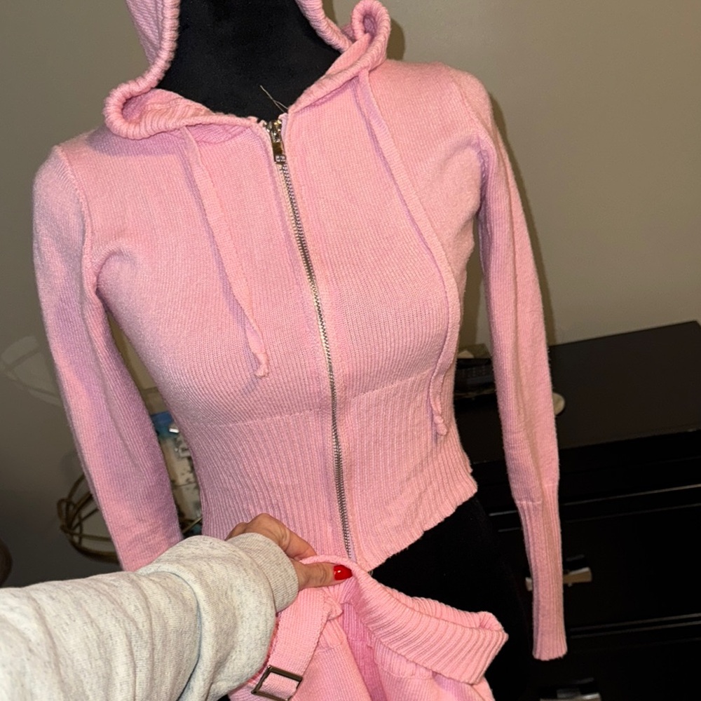 Pink Zip-Up Hoodie set